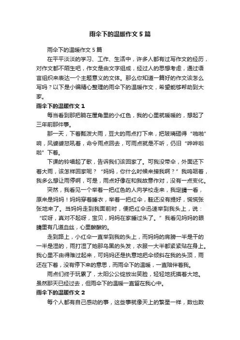 雨伞下的温暖作文5篇