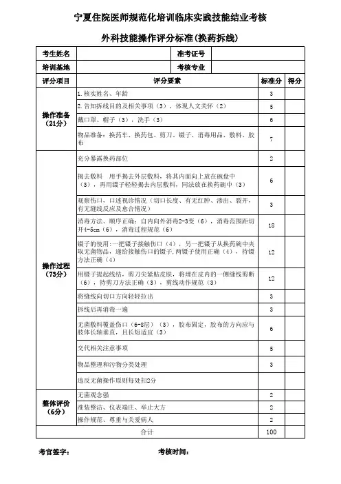1_3外科专科操作评分表(5张)