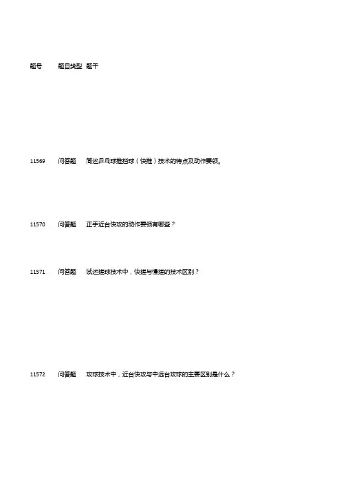 浙江大学体育理论考题库之乒乓球