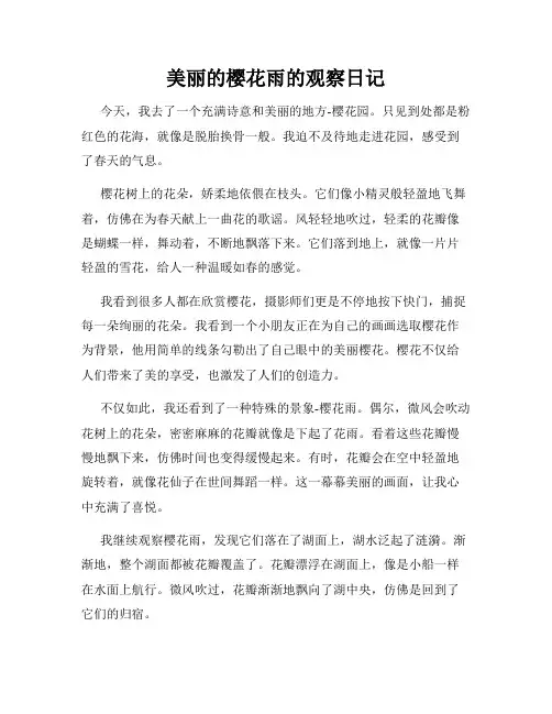 小学三年级作文美丽的樱花雨的观察日记