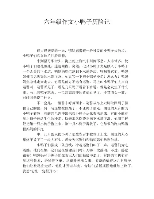 六年级作文小鸭子历险记