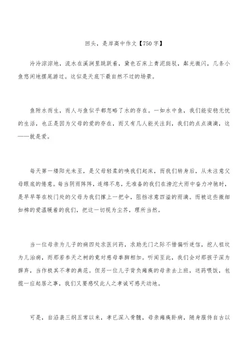 回头,是岸 高中作文【750字】