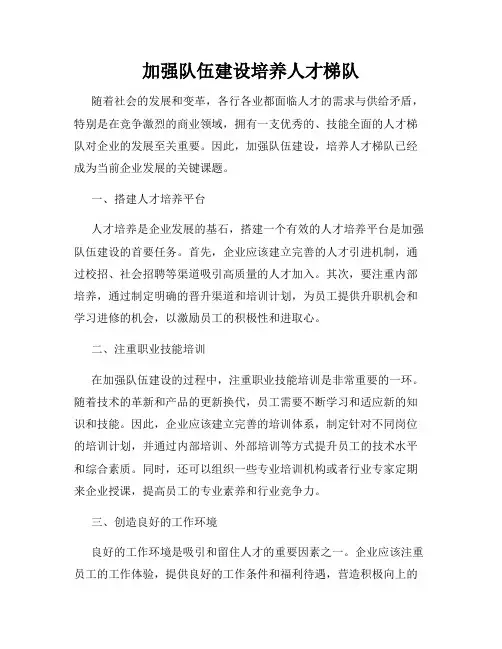 加强队伍建设培养人才梯队