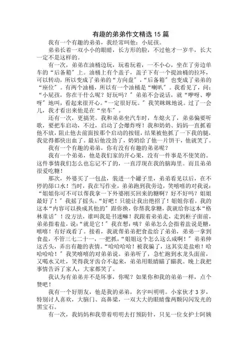 中小学精选有趣的弟弟作文精选15篇