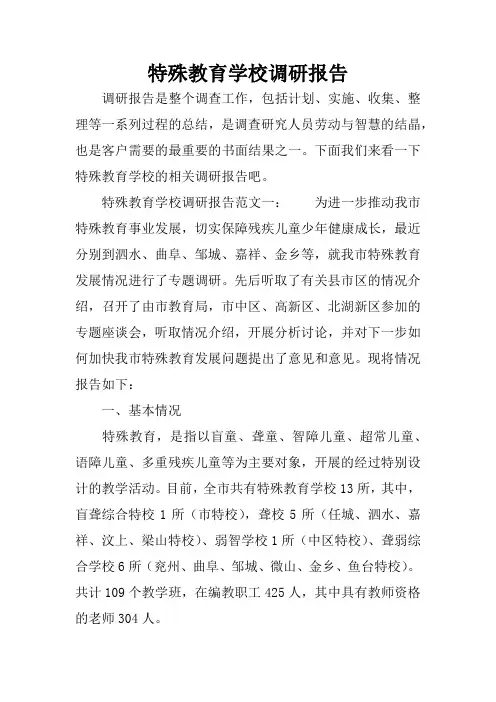 特殊教育学校调研报告
