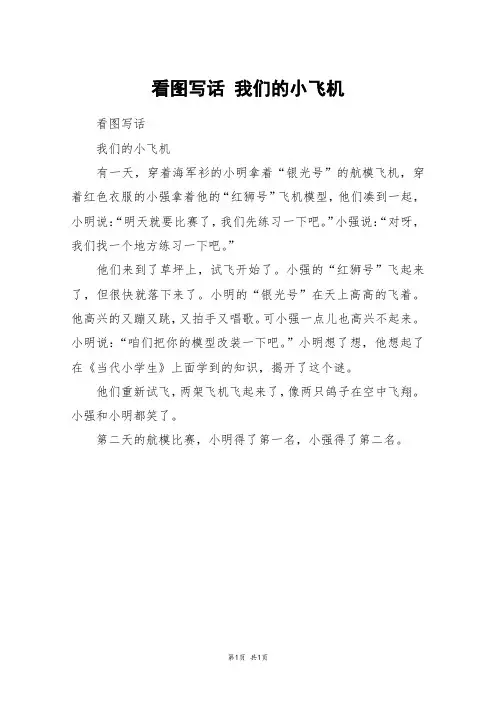 看图写话 我们的小飞机_二年级作文