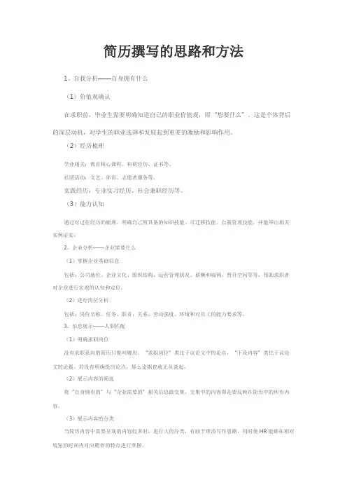 简历撰写的思路和方法