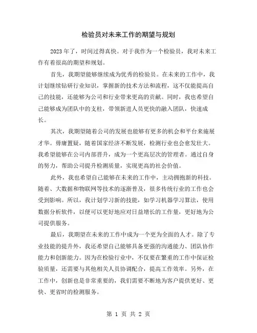 检验员对未来工作的期望与规划