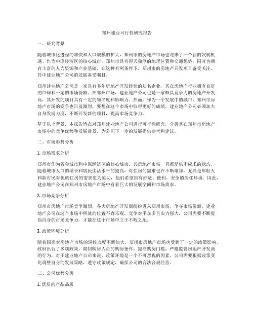 郑州建业可行性研究报告