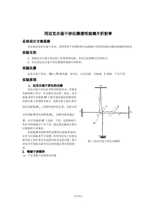 迈克尔逊干涉仪测玻璃折射率
