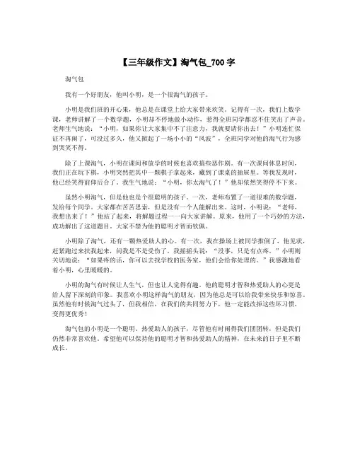 【三年级作文】淘气包_700字
