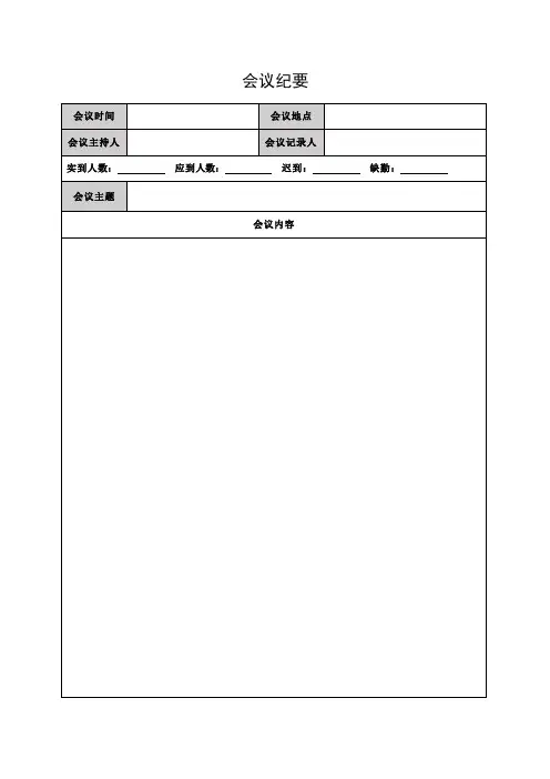 会议记录表模板表格
