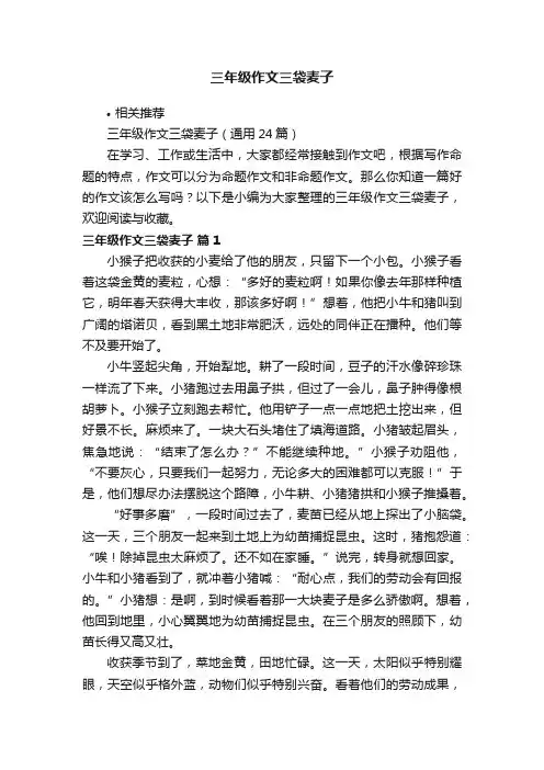 三年级作文三袋麦子
