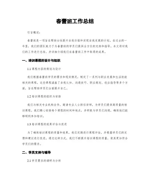 春蕾班工作总结