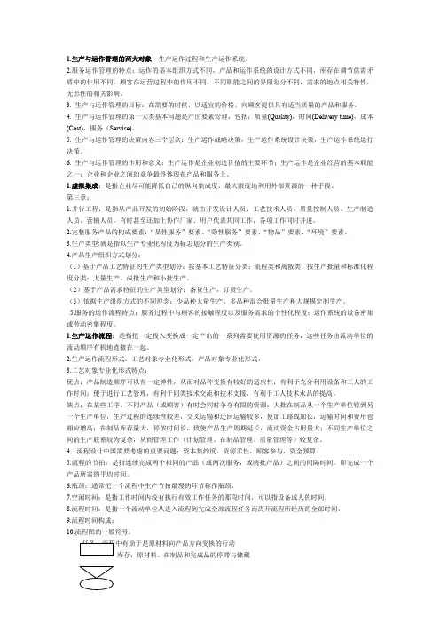 生产运作知识点整理