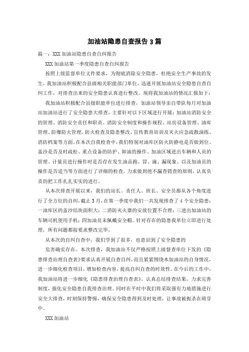 加油站隐患自查报告3篇