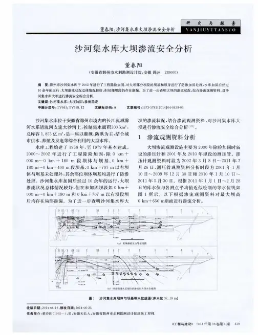 沙河集水库大坝渗流安全分析