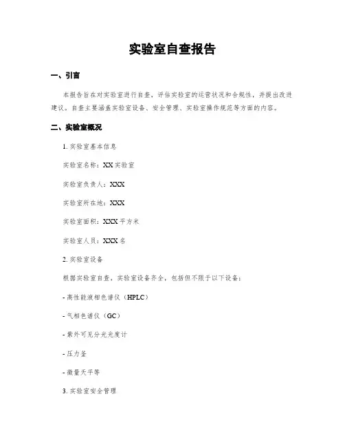 实验室自查报告