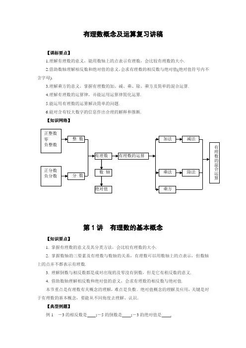 有理数概念及运算复习讲稿