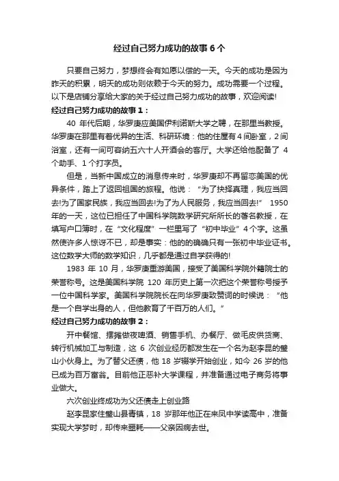 经过自己努力成功的故事6个