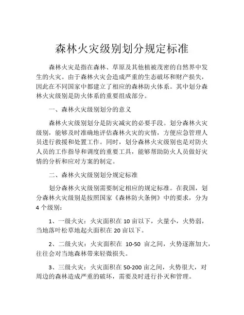 森林火灾级别划分规定标准