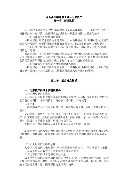 企业会计准则第6号无形资产的摊销