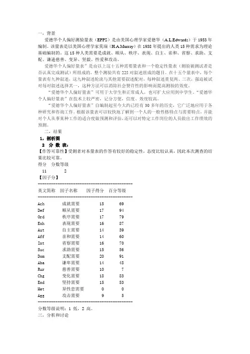 爱德华个人爱好量表