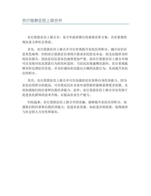 农行借款征信上报合并