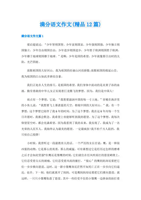 满分语文作文(精品12篇)