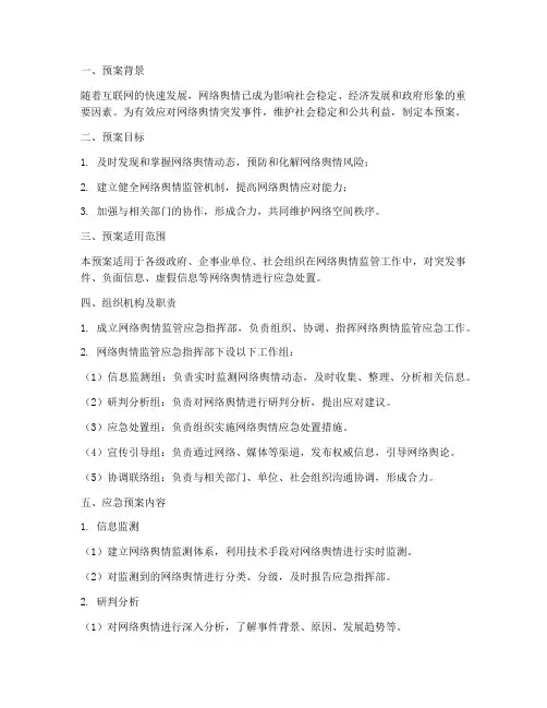 网络舆情监管应急预案