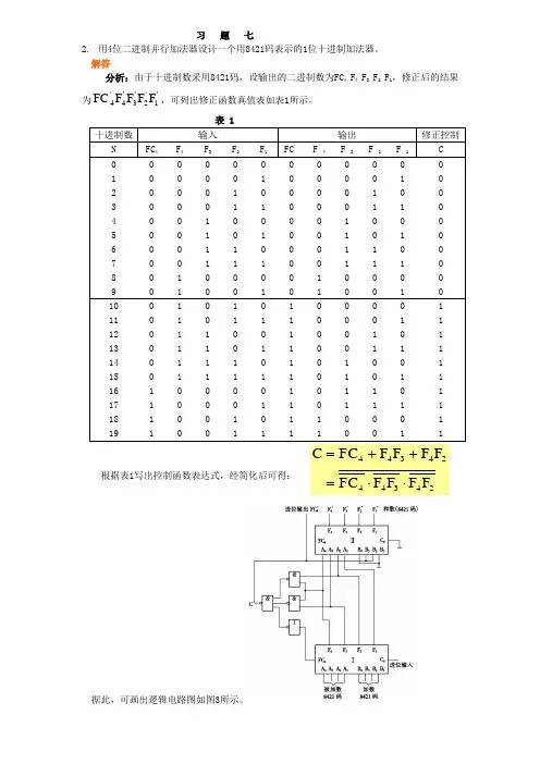 第七章1《数字逻辑》(第二版)习题答案