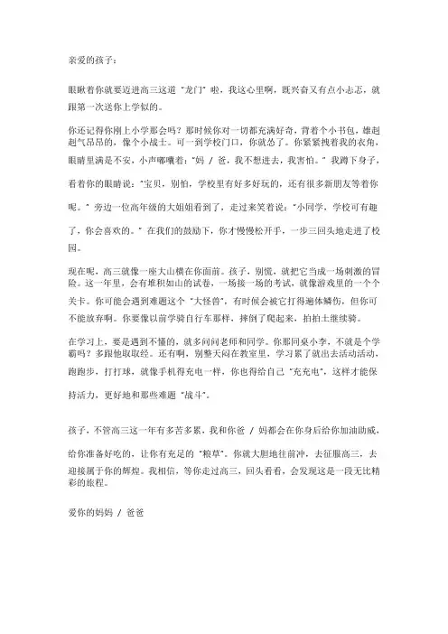写给即将进入高三孩子的一封信