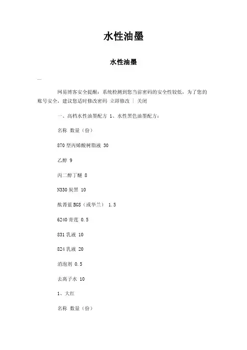 水性油墨——精选推荐