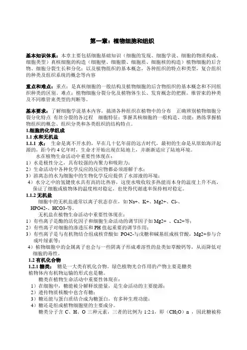 第一章：植物细胞和组织