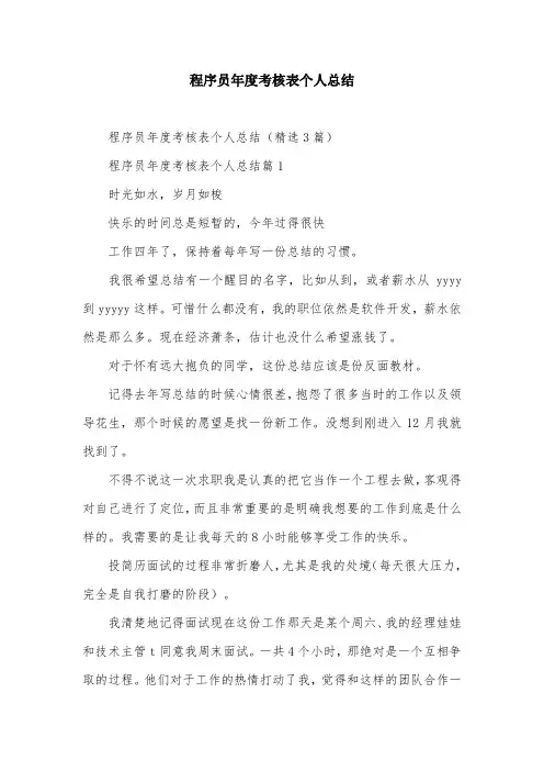 程序员年度考核表个人总结
