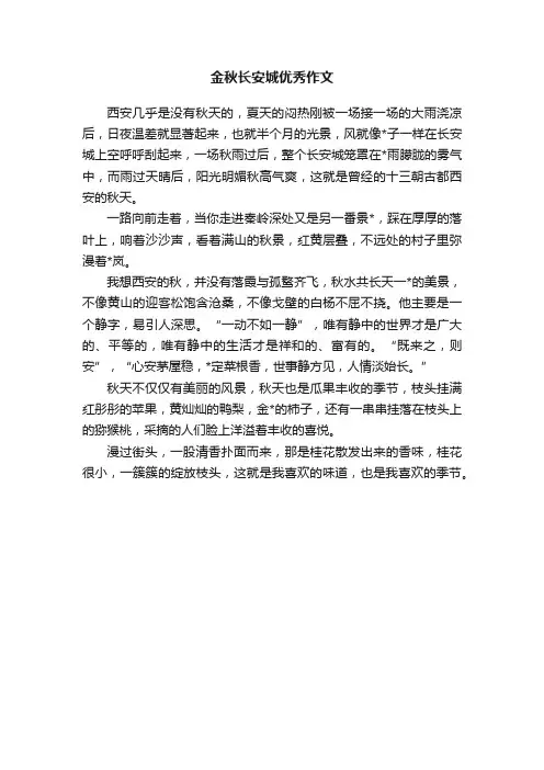 金秋长安城优秀作文
