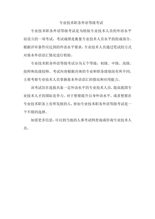 专业技术职务外语等级考试
