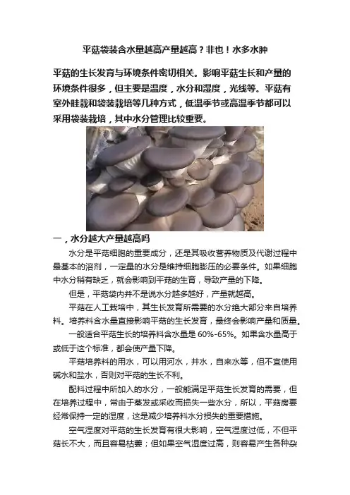 平菇袋装含水量越高产量越高？非也！水多水肿