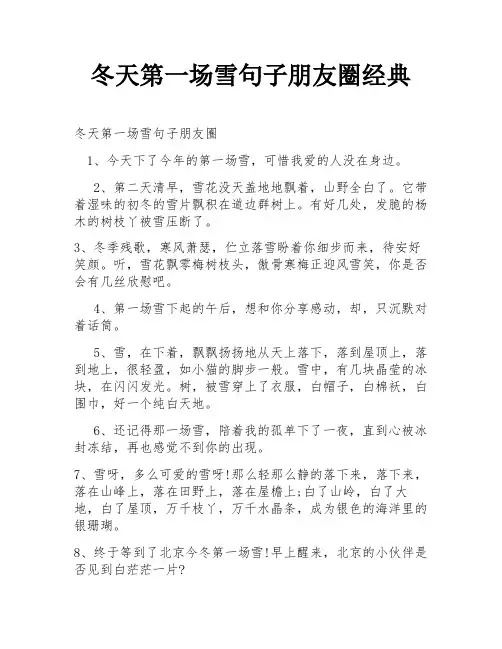 冬天第一场雪句子朋友圈经典
