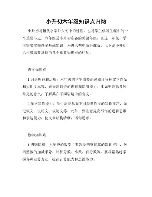 小升初六年级知识点归纳
