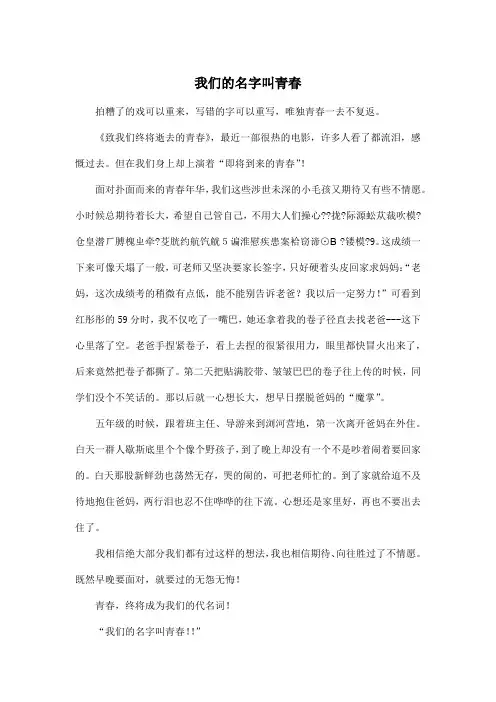 我们的名字叫青春_初中初二作文600字
