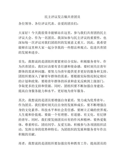 民主评议发言稿共青团员