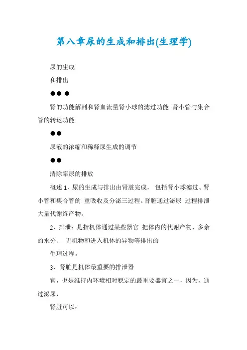 第八章尿的生成和排出(生理学)