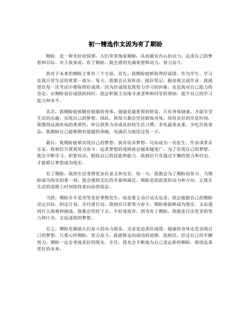 初一精选作文因为有了期盼