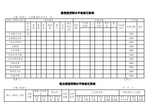 病媒生物密度控制水平检查记录表4