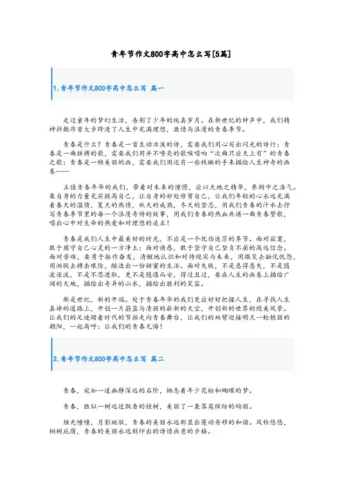 青年节作文800字高中怎么写[5篇]