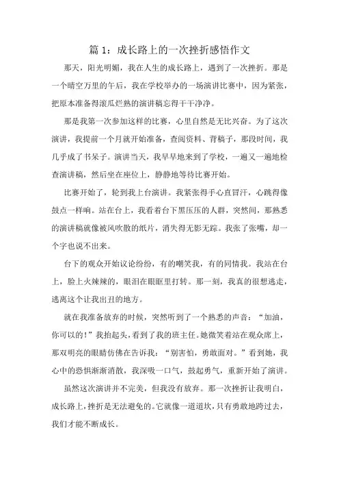 成长路上的一次挫折感悟作文精选10篇