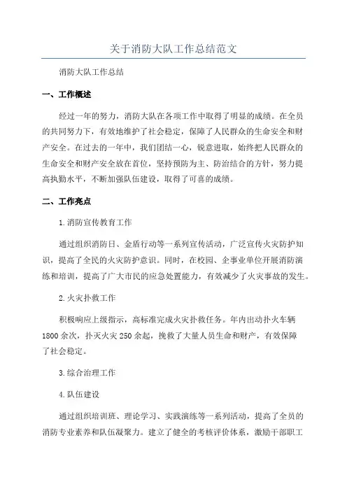 关于消防大队工作总结范文