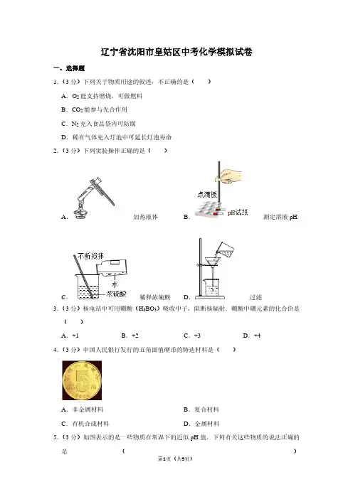 辽宁省沈阳市皇姑区中考化学模拟试卷