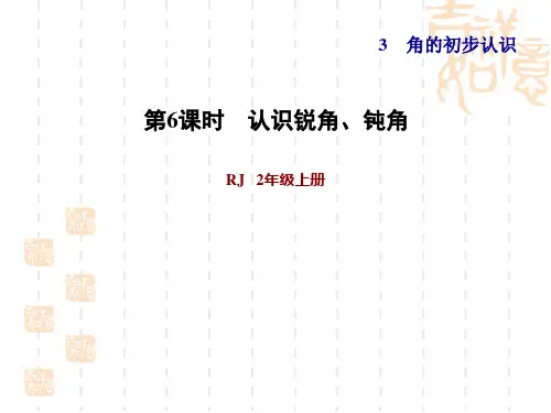人教版二年级数学上册 第3单元 角的初步认识 第3课时 认识锐角和钝角(习题课件) (2)